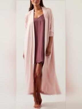 La Vanya Stretch Rayon Light Pink Long Cardigan Chiffon Metallic Trim 1X